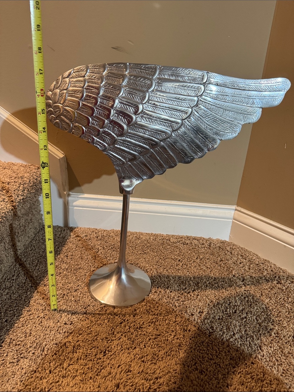 Decorative Angel Metal Wing Sculpture - Silver